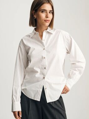 Mavi White Pinstripe Button-Down Shirt